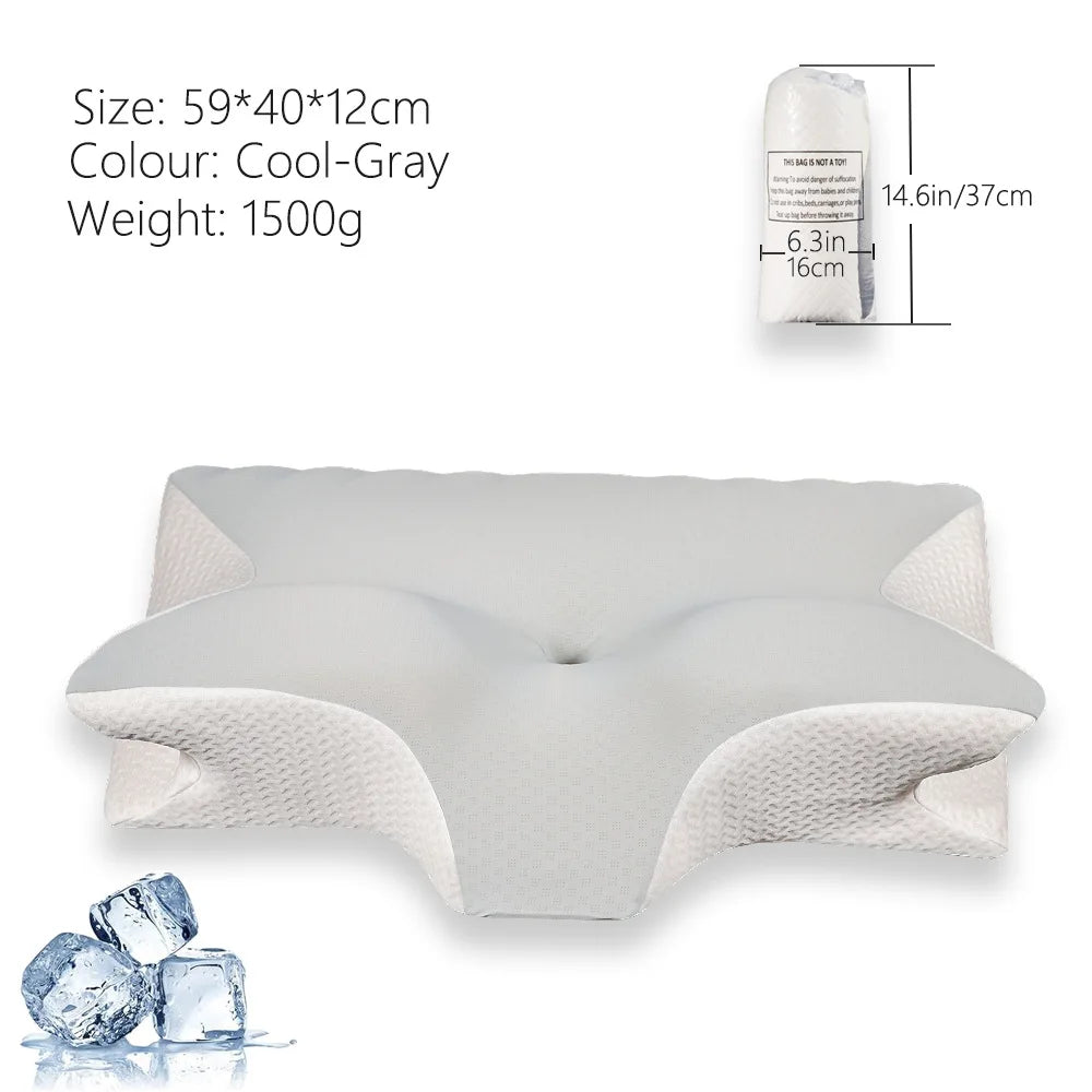 1pc Memory Foam Cervical Pillow, 2 in 1 Ergonomic Contour Orthopedic Pillow for Neck Pain, Contoured Support Pillows,Neck Pillow