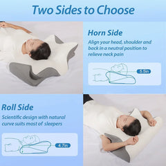 1pc Memory Foam Cervical Pillow, 2 in 1 Ergonomic Contour Orthopedic Pillow for Neck Pain, Contoured Support Pillows,Neck Pillow